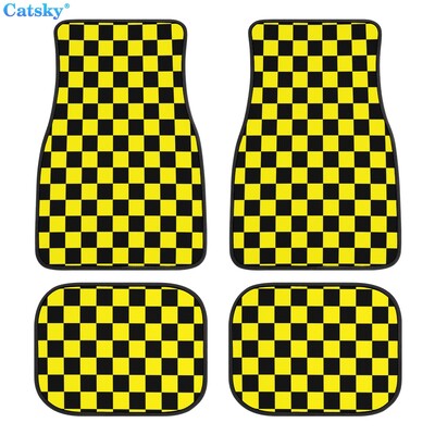 Kockás kockás autós padlószőnyegek 4db egyedi tervezésű szőnyeg csúszásgátló belső szőnyegek autók SUV teherautó padlószőnyegei