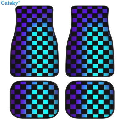 Kockás kockás autós padlószőnyegek 4db egyedi tervezésű szőnyeg csúszásgátló belső szőnyegek autók SUV teherautó padlószőnyegei