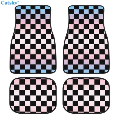 Kockás kockás autós padlószőnyegek 4db egyedi tervezésű szőnyeg csúszásgátló belső szőnyegek autók SUV teherautó padlószőnyegei