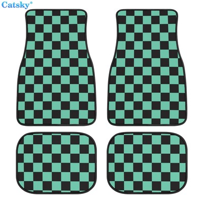 Kockás kockás autós padlószőnyegek 4db egyedi tervezésű szőnyeg csúszásgátló belső szőnyegek autók SUV teherautó padlószőnyegei