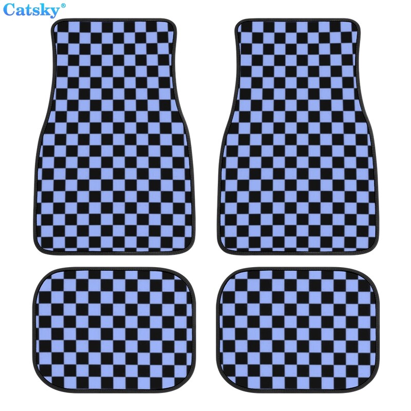 Kockás kockás autós padlószőnyegek 4db egyedi tervezésű szőnyeg csúszásgátló belső szőnyegek autók SUV teherautó padlószőnyegei