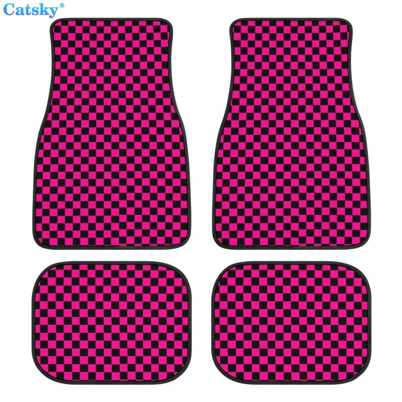 Kockás kockás autós padlószőnyegek 4db egyedi tervezésű szőnyeg csúszásgátló belső szőnyegek autók SUV teherautó padlószőnyegei
