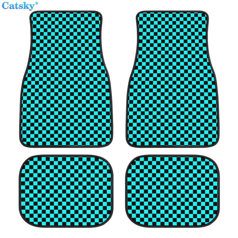 Kockás kockás autós padlószőnyegek 4db egyedi tervezésű szőnyeg csúszásgátló belső szőnyegek autók SUV teherautó padlószőnyegei