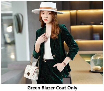 Υψηλής ποιότητας υφασμάτινο βελούδινο γυναικείο επαγγελματικό κοστούμι με παντελόνι και μπουφάν Παλτό για γυναίκες Εργασία γραφείου Σετ μπλέιζερ Σετ παντελονιών