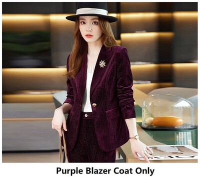 Υψηλής ποιότητας υφασμάτινο βελούδινο γυναικείο επαγγελματικό κοστούμι με παντελόνι και μπουφάν Παλτό για γυναίκες Εργασία γραφείου Σετ μπλέιζερ Σετ παντελονιών