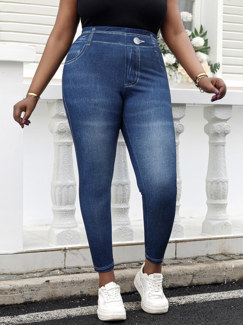 Didelio dydžio moteriškos antblauzdžiai, imitacijos džinsai, margintos kelnės, moteriškos, labai elastingos, paprasto stiliaus, kasdienės dėvėjimo siauros kelnės