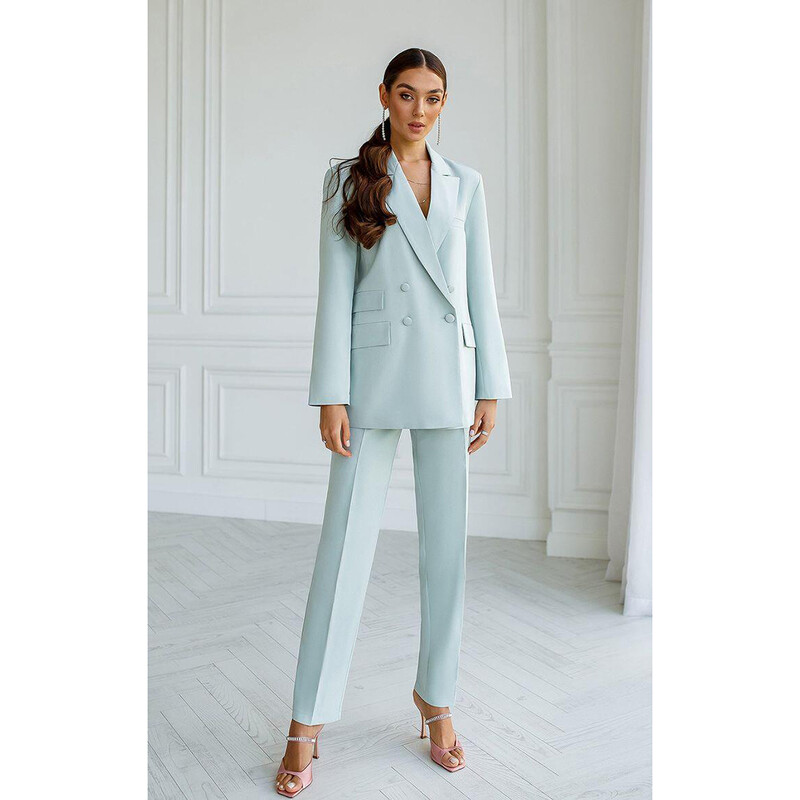 Vasaras debeszils tievs sieviešu bikšu komplekts augstas klases divrindu sieviešu divdaļīgs (bleizeris + bikses)أطقم بناطيل