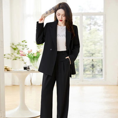 Set pantaloni costum pentru fete, negru, gri, primăvară, toamnă, pentru femei, ocazional, pentru birou, costum, blazer, haină, doamnă, două piese, costume cu pantaloni Xxl