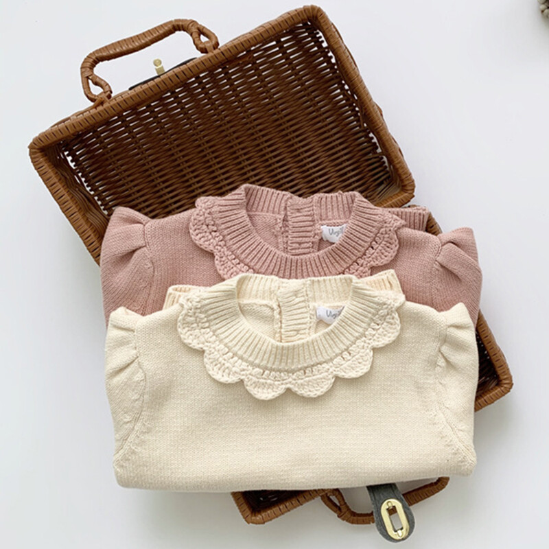 2024 Παιδικά Πλεκτά Πλεκτά Πουλόβερ Κορίτσια Μακρυμάνικο Πλεκτό Δαντελένιο Πουλόβερ Νέο Φθινοπωρινό Χειμώνα Βρεφικά Ρούχα Κοριτσίστικα Πουλόβερ 1-7 ετών