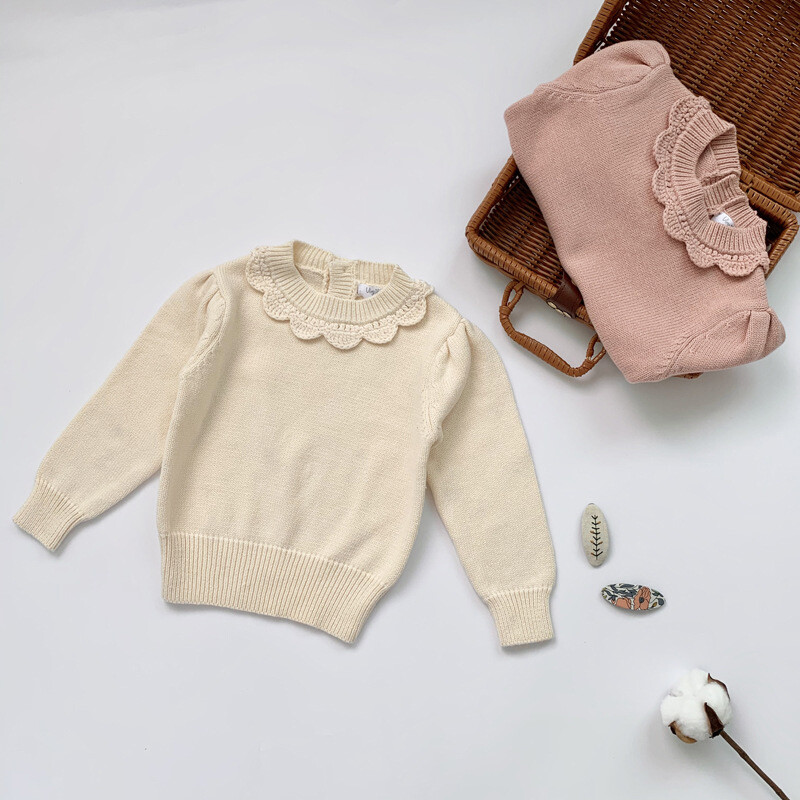 2024 Παιδικά Πλεκτά Πλεκτά Πουλόβερ Κορίτσια Μακρυμάνικο Πλεκτό Δαντελένιο Πουλόβερ Νέο Φθινοπωρινό Χειμώνα Βρεφικά Ρούχα Κοριτσίστικα Πουλόβερ 1-7 ετών