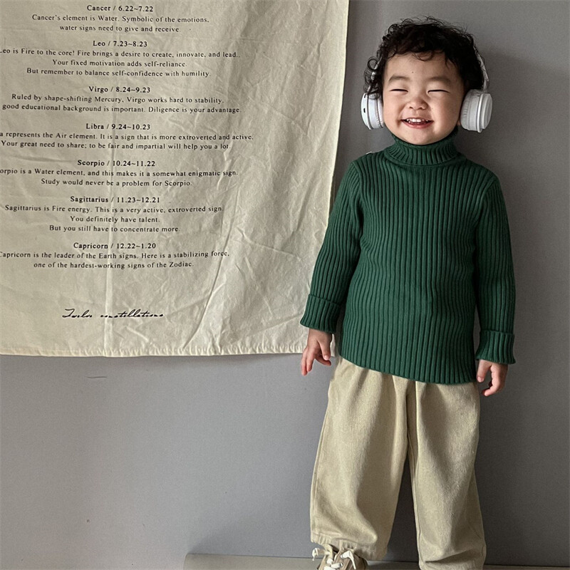 Toamnă Iarnă Copii Fete Pulovere tricotate De bază cu dungi Pulover îngroșat cu gât rotic Băieți Tricotaj Topuri Haine