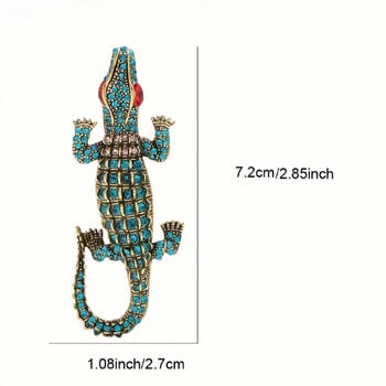 Γυναικεία γυναικεία καρφίτσα 1 κομματιού Vintage Rhinestone Crocodile Designer, καινοτομία Κομψή όμορφη πολυτέλεια εκατό ρεαλιστική