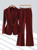 Costum de iarnă cu pantaloni de iarnă pentru femei, roșu, gri, pentru birou