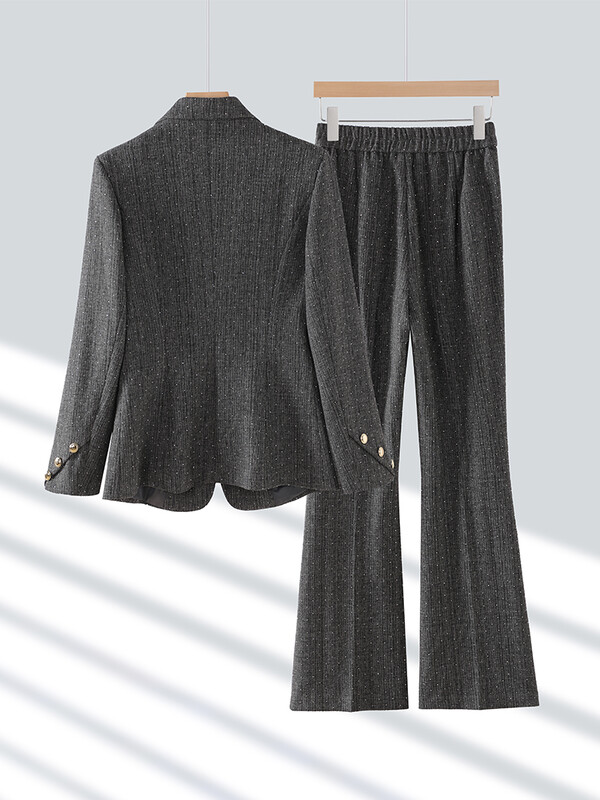 Costum de iarnă cu pantaloni de iarnă pentru femei, roșu, gri, pentru birou