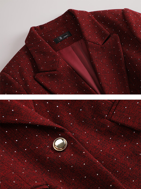 Costum de iarnă cu pantaloni de iarnă pentru femei, roșu, gri, pentru birou