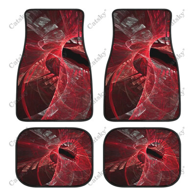 Abstract - Covor de podea roșu pentru mașină Covor vintage covoraș de cauciuc anti-alunecare Pachet de 4 accesorii pentru auto Decorare Protejează pentru mașină SUV Van