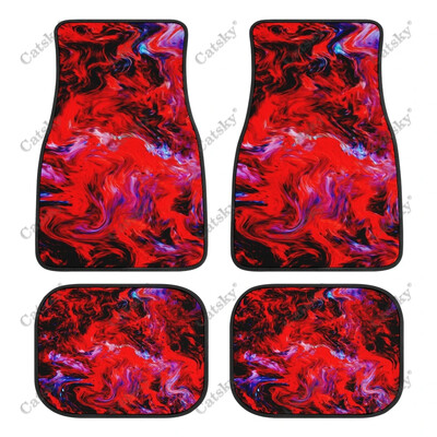 Abstract - Covor de podea roșu pentru mașină Covor vintage covoraș de cauciuc anti-alunecare Pachet de 4 accesorii pentru auto Decorare Protejează pentru mașină SUV Van