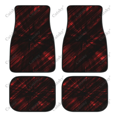 Abstract - Covor de podea roșu pentru mașină Covor vintage covoraș de cauciuc anti-alunecare Pachet de 4 accesorii pentru auto Decorare Protejează pentru mașină SUV Van