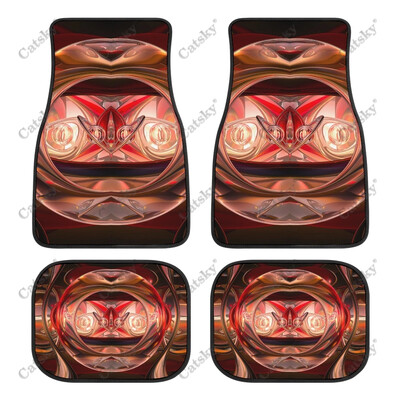 Abstract - Covor de podea roșu pentru mașină Covor vintage covoraș de cauciuc anti-alunecare Pachet de 4 accesorii pentru auto Decorare Protejează pentru mașină SUV Van