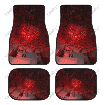 Abstract - Covor de podea roșu pentru mașină Covor vintage covoraș de cauciuc anti-alunecare Pachet de 4 accesorii pentru auto Decorare Protejează pentru mașină SUV Van