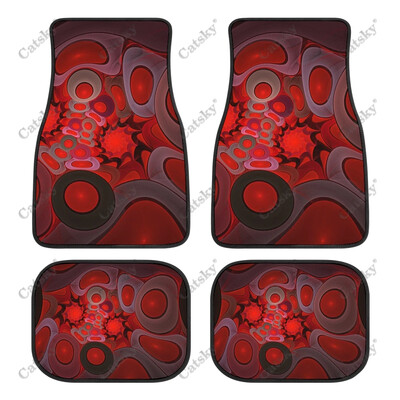 Abstract - Covor de podea roșu pentru mașină Covor vintage covoraș de cauciuc anti-alunecare Pachet de 4 accesorii pentru auto Decorare Protejează pentru mașină SUV Van