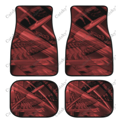 Abstract - Covor de podea roșu pentru mașină Covor vintage covoraș de cauciuc anti-alunecare Pachet de 4 accesorii pentru auto Decorare Protejează pentru mașină SUV Van