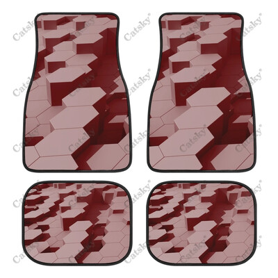 Abstract - Covor de podea roșu pentru mașină Covor vintage covoraș de cauciuc anti-alunecare Pachet de 4 accesorii pentru auto Decorare Protejează pentru mașină SUV Van