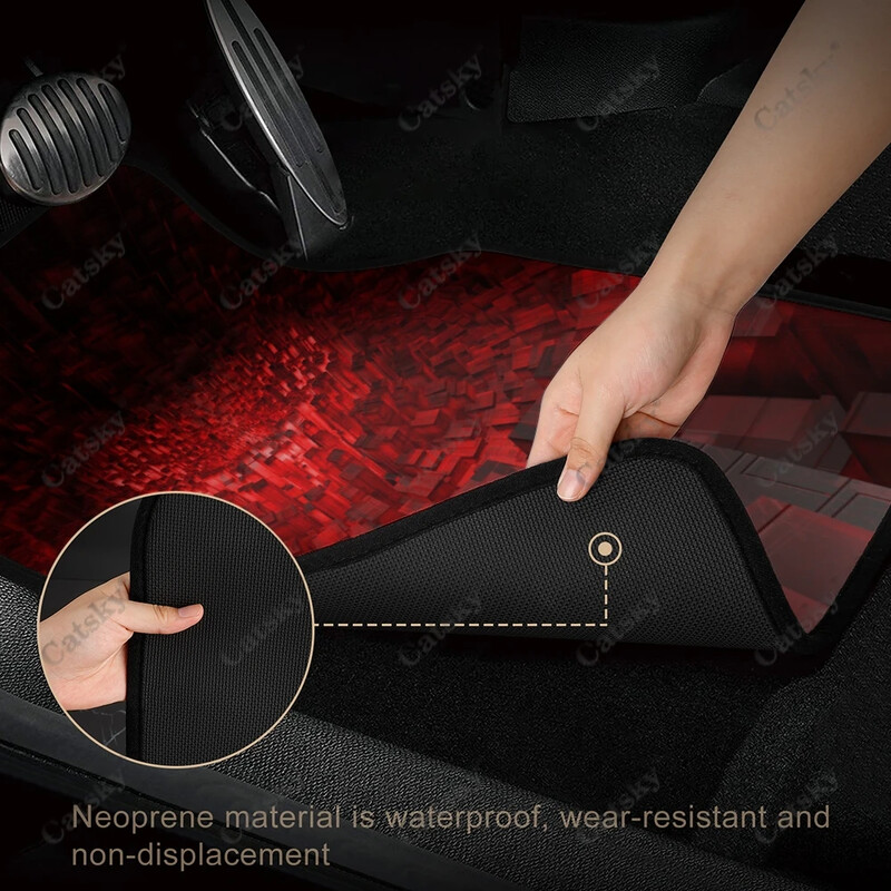 Abstract - Covor de podea roșu pentru mașină Covor vintage covoraș de cauciuc anti-alunecare Pachet de 4 accesorii pentru auto Decorare Protejează pentru mașină SUV Van