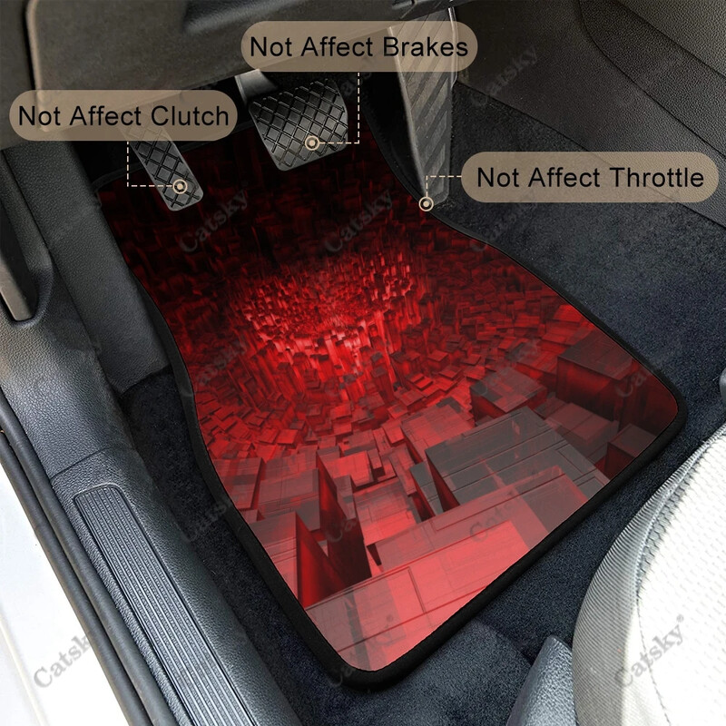 Abstract - Covor de podea roșu pentru mașină Covor vintage covoraș de cauciuc anti-alunecare Pachet de 4 accesorii pentru auto Decorare Protejează pentru mașină SUV Van