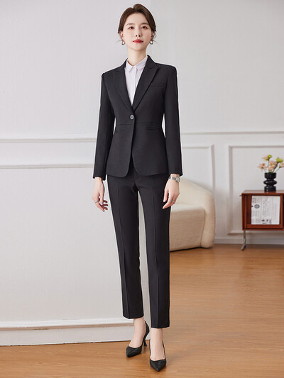 NAVIU Novelty γκρι επίσημα γυναικεία επαγγελματικά κοστούμια με παντελόνια και τζάκετ Γυναικείο παλτό Γυναικείο επαγγελματικό μπλέιζερ φθινοπωρινό OL στυλ