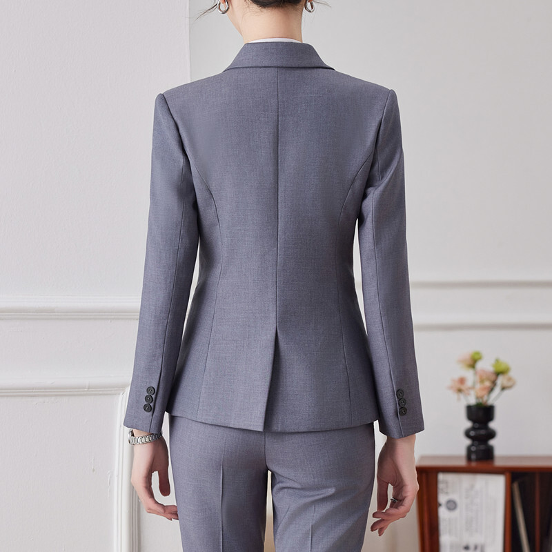 NAVIU Novelty γκρι επίσημα γυναικεία επαγγελματικά κοστούμια με παντελόνια και τζάκετ Γυναικείο παλτό Γυναικείο επαγγελματικό μπλέιζερ φθινοπωρινό OL στυλ