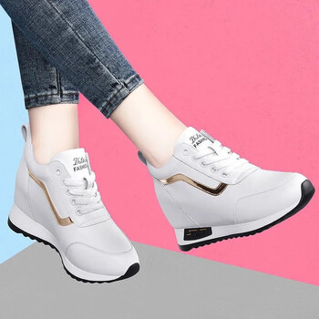 Wedge Platform Sneakers 2023 Fashion Plus Size Casual Sport trainers Γυναικεία δερμάτινα PU με κορδόνια αναπνεύσιμα γυναικεία βουλκανισμένα παπούτσια