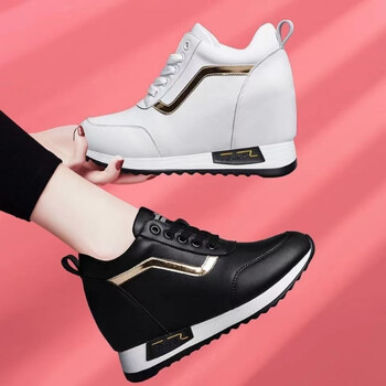 Wedge Platform Sneakers 2023 Fashion Plus Size Casual Sport trainers Γυναικεία δερμάτινα PU με κορδόνια αναπνεύσιμα γυναικεία βουλκανισμένα παπούτσια