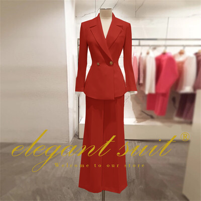 Irodai női alkalmi bő blézer magas derekú kiszélesedő nadrágszár 2 részes szett üzleti formális nadrág öltöny profi