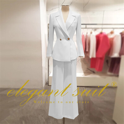 Irodai női alkalmi bő blézer magas derekú kiszélesedő nadrágszár 2 részes szett üzleti formális nadrág öltöny profi