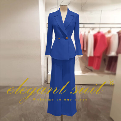 Irodai női alkalmi bő blézer magas derekú kiszélesedő nadrágszár 2 részes szett üzleti formális nadrág öltöny profi