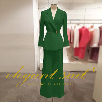 Irodai női alkalmi bő blézer magas derekú kiszélesedő nadrágszár 2 részes szett üzleti formális nadrág öltöny profi