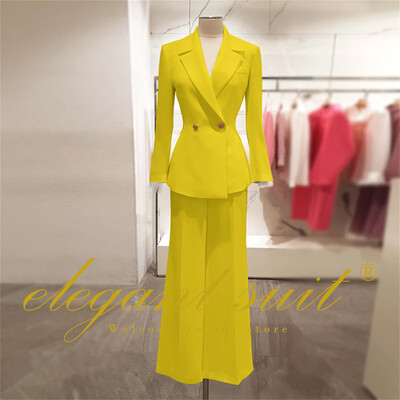 Irodai női alkalmi bő blézer magas derekú kiszélesedő nadrágszár 2 részes szett üzleti formális nadrág öltöny profi