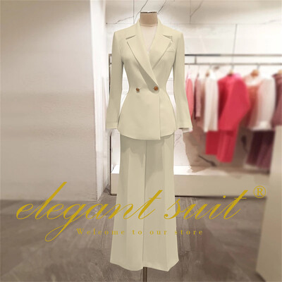 Irodai női alkalmi bő blézer magas derekú kiszélesedő nadrágszár 2 részes szett üzleti formális nadrág öltöny profi