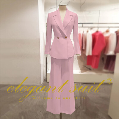 Irodai női alkalmi bő blézer magas derekú kiszélesedő nadrágszár 2 részes szett üzleti formális nadrág öltöny profi