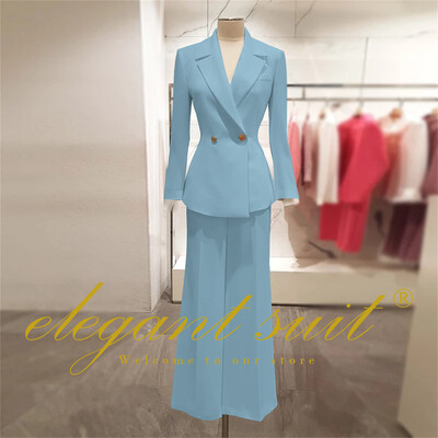 Irodai női alkalmi bő blézer magas derekú kiszélesedő nadrágszár 2 részes szett üzleti formális nadrág öltöny profi
