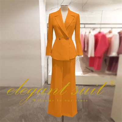 Irodai női alkalmi bő blézer magas derekú kiszélesedő nadrágszár 2 részes szett üzleti formális nadrág öltöny profi