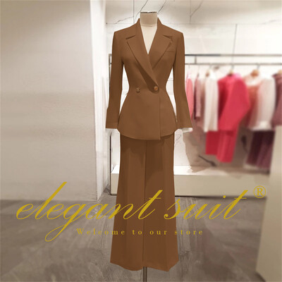 Irodai női alkalmi bő blézer magas derekú kiszélesedő nadrágszár 2 részes szett üzleti formális nadrág öltöny profi