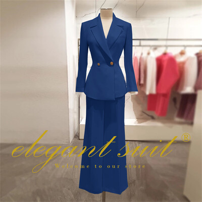 Irodai női alkalmi bő blézer magas derekú kiszélesedő nadrágszár 2 részes szett üzleti formális nadrág öltöny profi