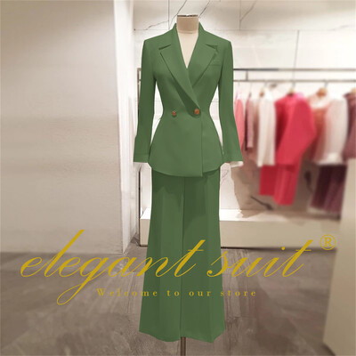 Irodai női alkalmi bő blézer magas derekú kiszélesedő nadrágszár 2 részes szett üzleti formális nadrág öltöny profi