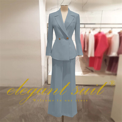 Irodai női alkalmi bő blézer magas derekú kiszélesedő nadrágszár 2 részes szett üzleti formális nadrág öltöny profi