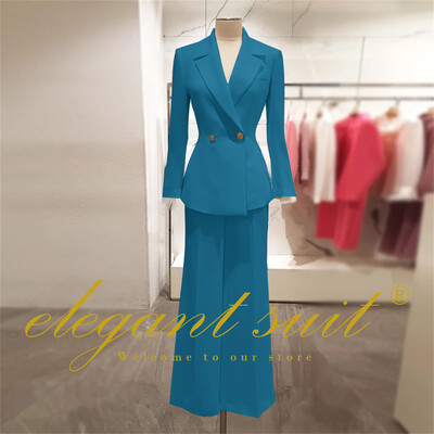 Irodai női alkalmi bő blézer magas derekú kiszélesedő nadrágszár 2 részes szett üzleti formális nadrág öltöny profi