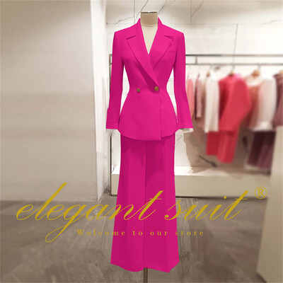 Irodai női alkalmi bő blézer magas derekú kiszélesedő nadrágszár 2 részes szett üzleti formális nadrág öltöny profi