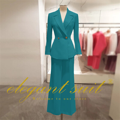 Irodai női alkalmi bő blézer magas derekú kiszélesedő nadrágszár 2 részes szett üzleti formális nadrág öltöny profi