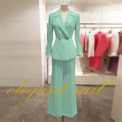 Irodai női alkalmi bő blézer magas derekú kiszélesedő nadrágszár 2 részes szett üzleti formális nadrág öltöny profi